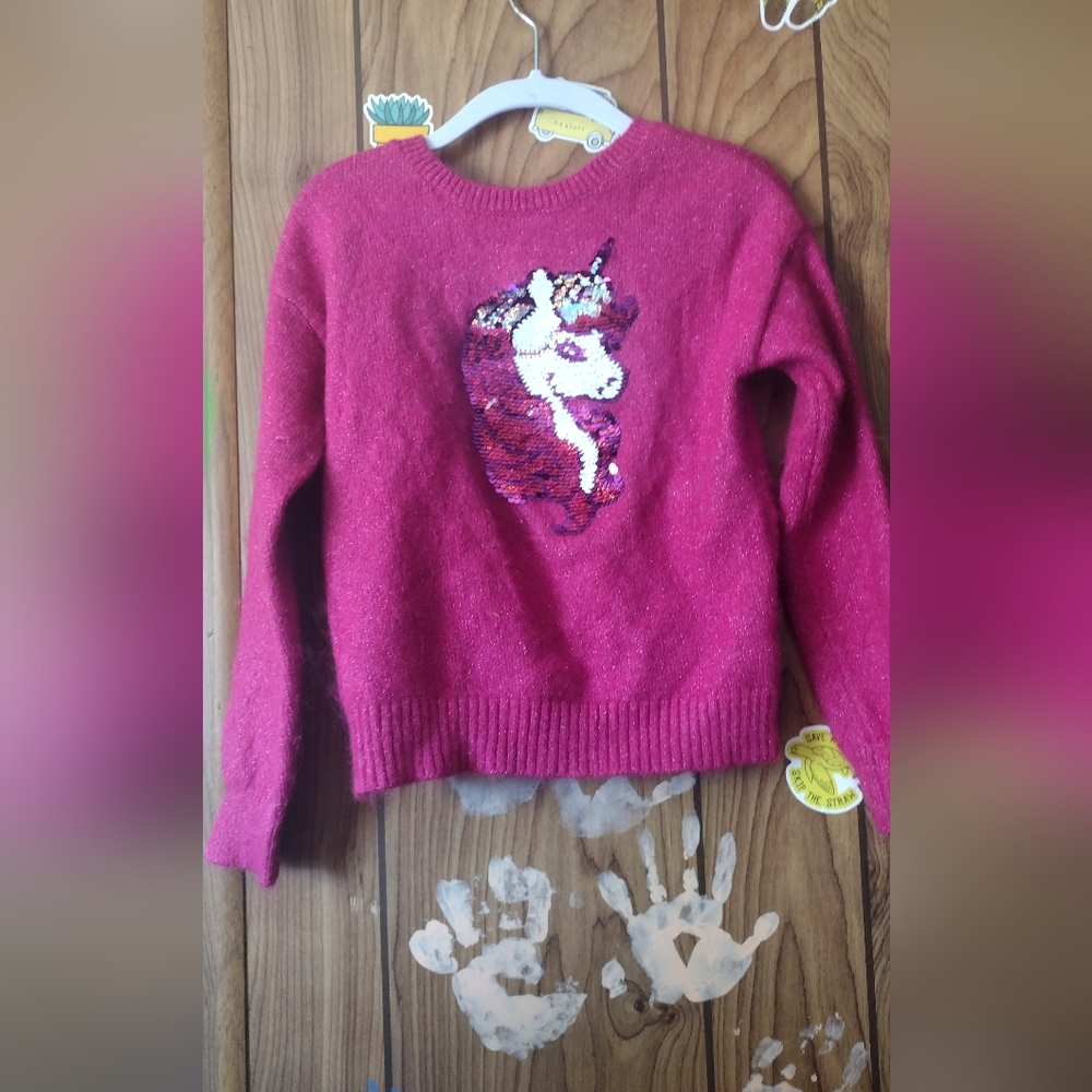 Dark pink unicorn sweater 5-6t